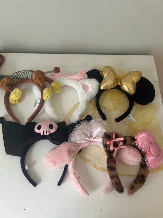 Disney Accessories - Disney Plush Ear Headband Set in Pink, White, Black, Gold, Brown